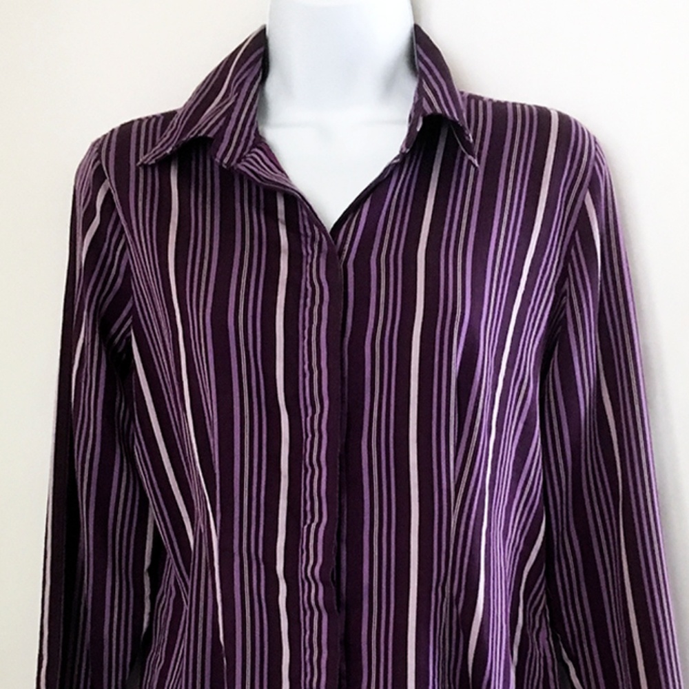 Chadwicks Purple Striped Button down Shirt